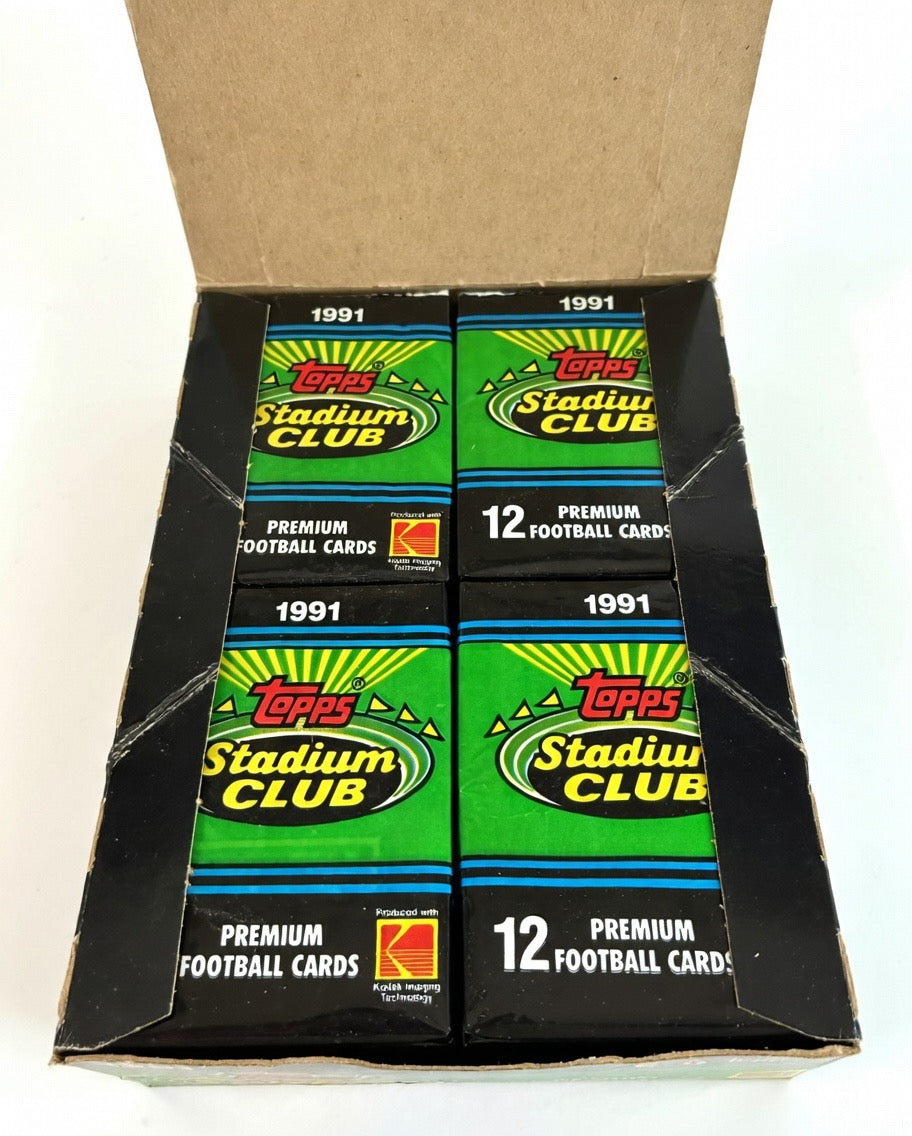 1991 Stadium Club Football sealed box Topps NFL cards premium
Topps Stadium Club football box 1991 vintage NFL cards