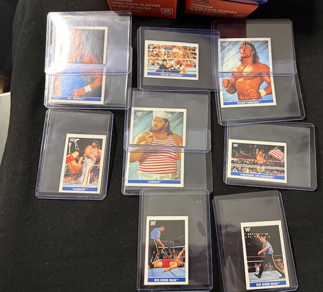 1991 WWF Euroflash complete sticker set featuring Hulk Hogan, Legion of Doom, and Ultimate Warrior collectibles.