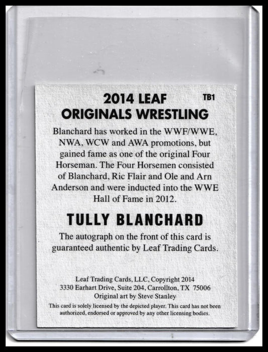 2017 Leaf Originals Wrestling Tully Blanchard Autograph – Four Horsemen Legend Auto