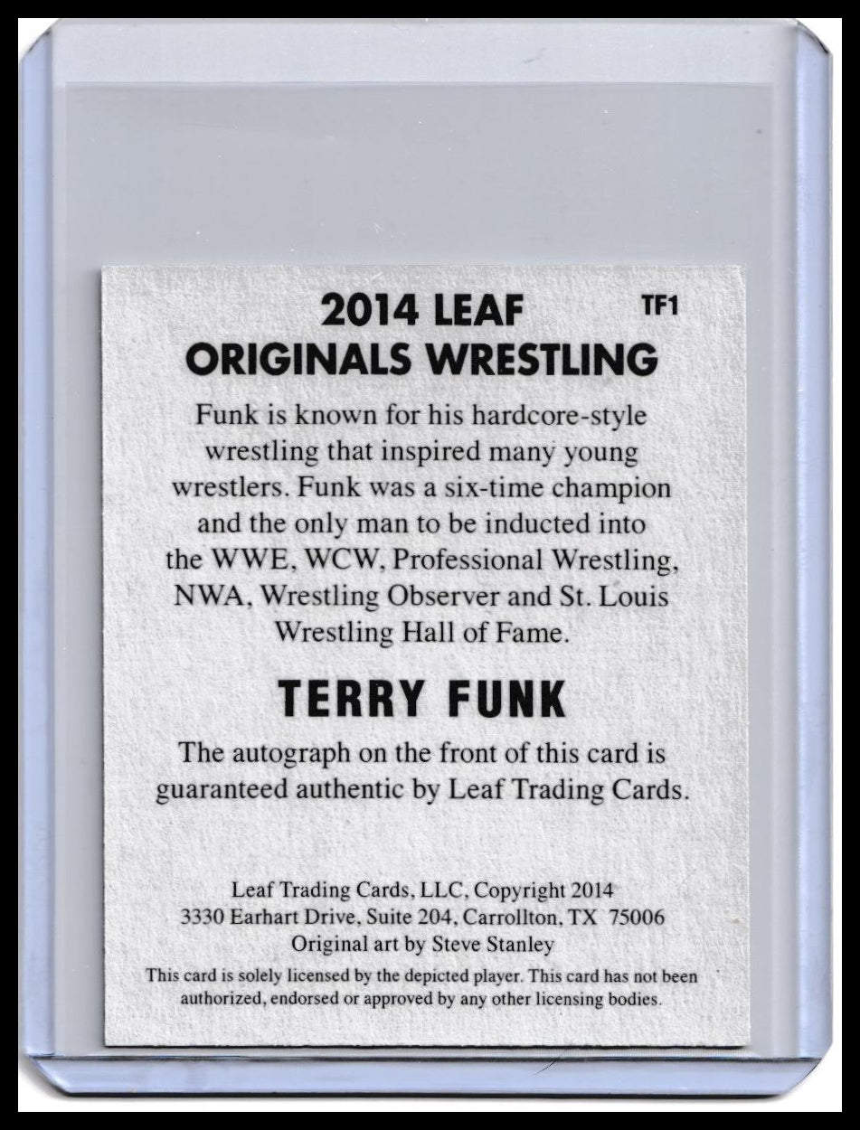 2014 Terry Funk Autograph Card Leaf Original Wrestling On-Card Auto