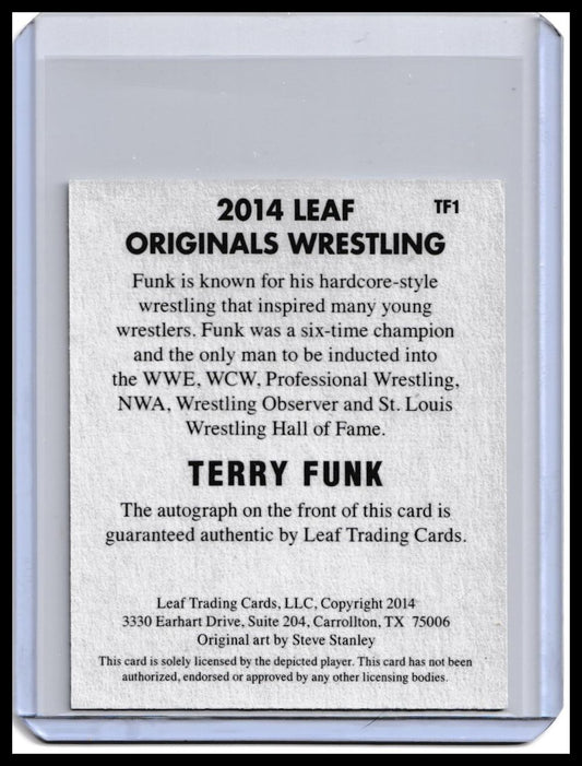 2014 Terry Funk Autograph Card Leaf Original Wrestling On-Card Auto