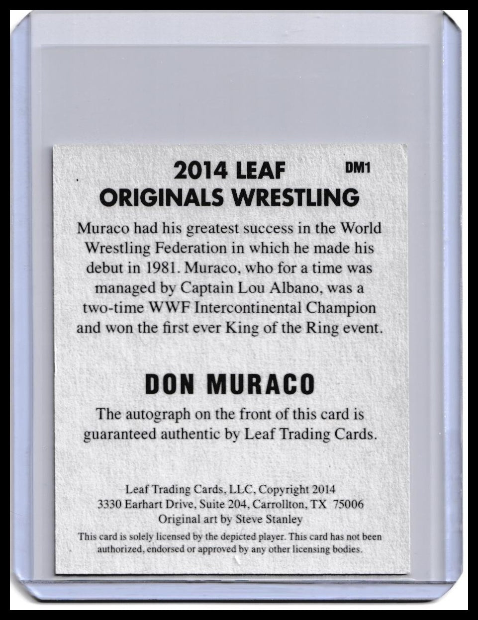 2014 Don Muraco Leaf Original Wrestling On-Card Autograph Card