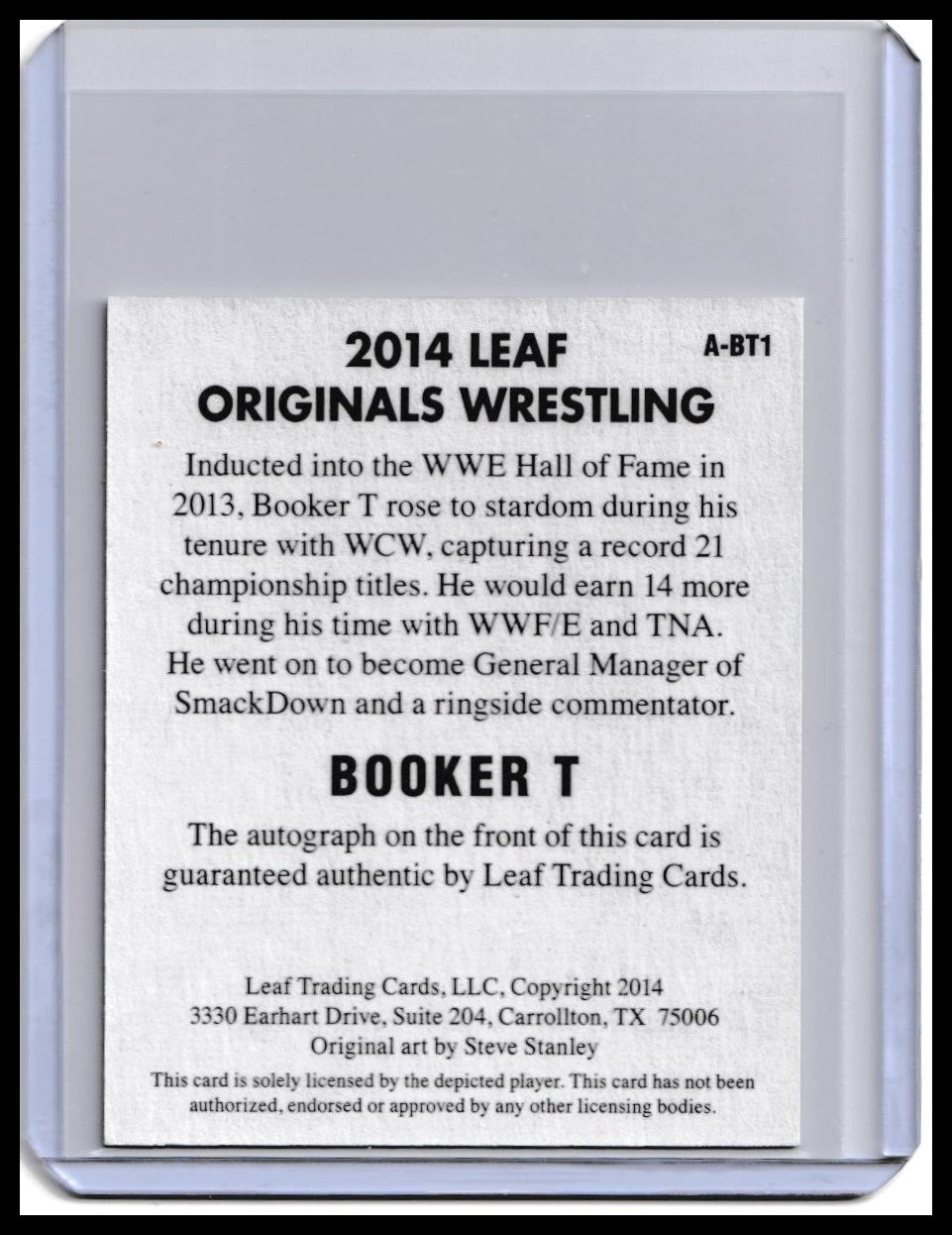 2017 Booker T Leaf Originals Wrestling On-Card Autograph Card