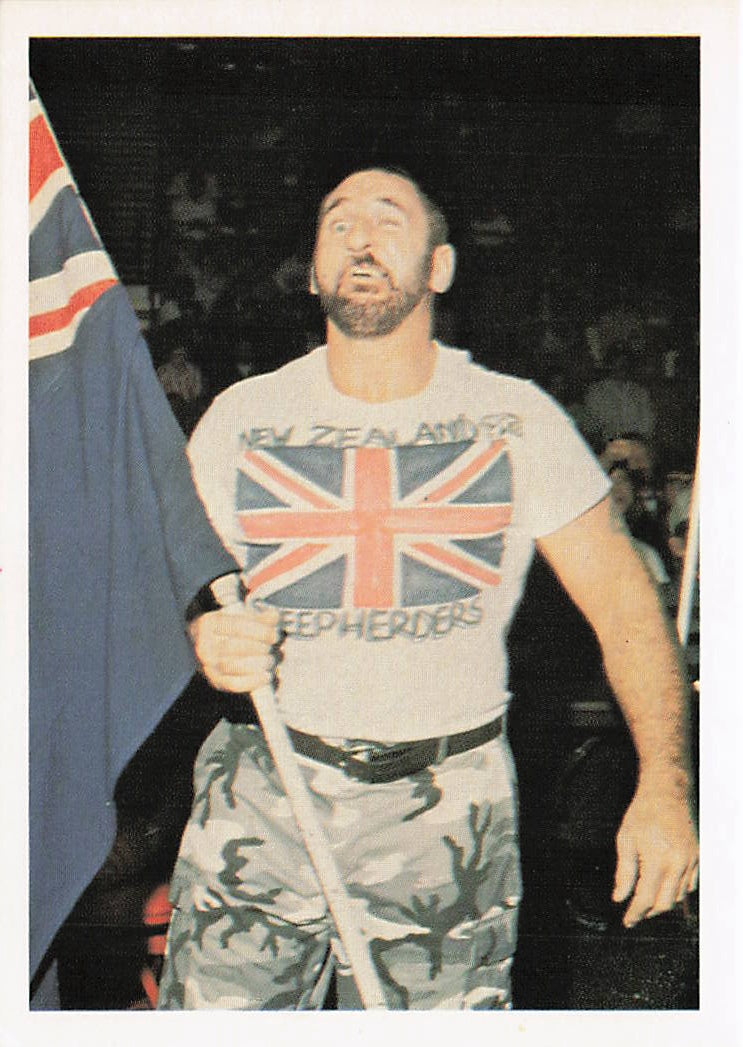 NECC Butch Miller 1988 Wonderama NWA wrestling card featuring wrestler in action on the front.
