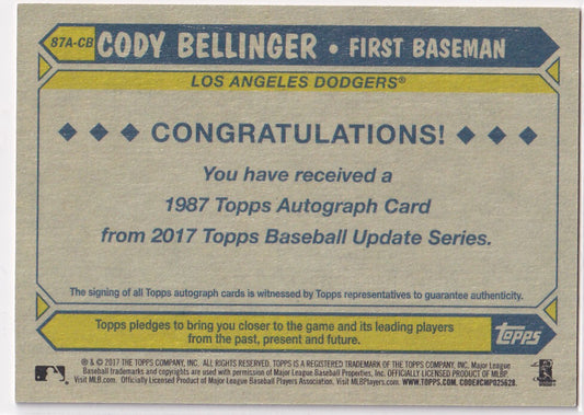 Cody Bellinger 2017 Topps 30th Anniversary rookie autograph card Dodgers RC auto