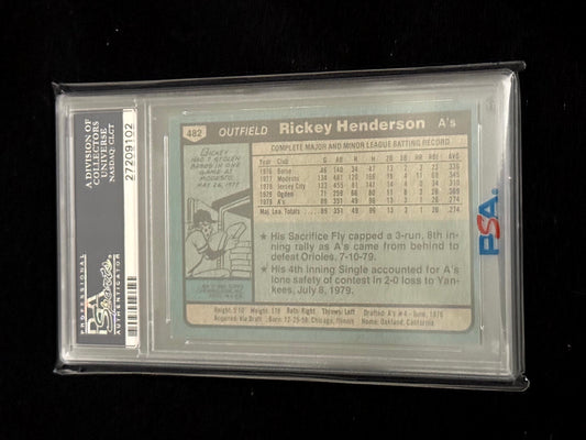 1980 Topps Rickey Henderson Rookie Card – Oakland Athletics – RC PSA 8