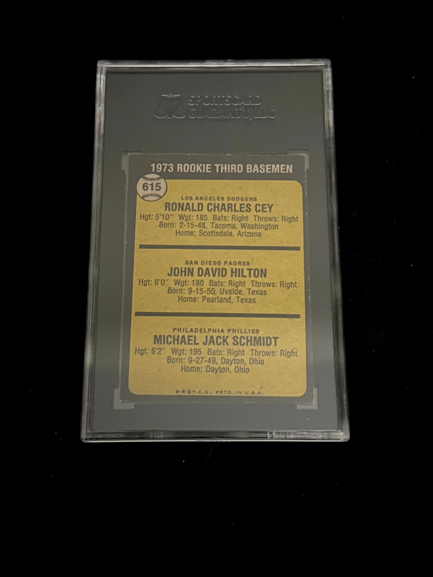 1973 Topps Mike Schmidt Rookie Card – Philadelphia Phillies – RC SGC 84 NM 7