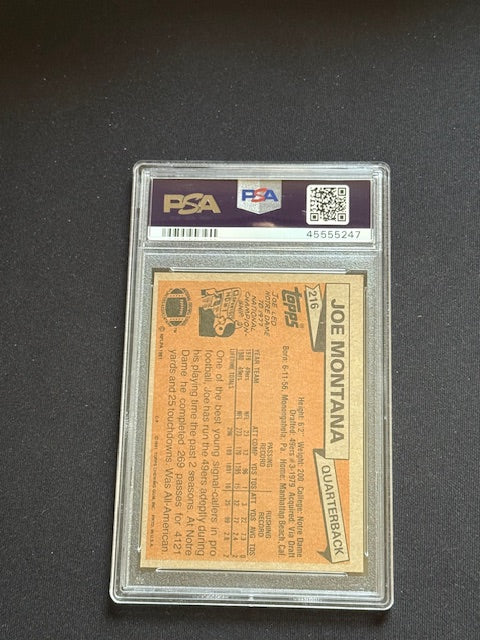 1981 Topps Joe Montana rookie card PSA 7 graded San Francisco 49ers #216