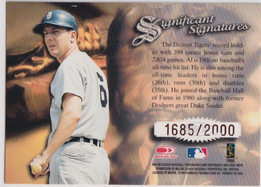 Al Kaline Autograph – 1997 Donruss Signature Series Significant Signatures – /2000 – Hall of Fame - New England Consignment and Collectables