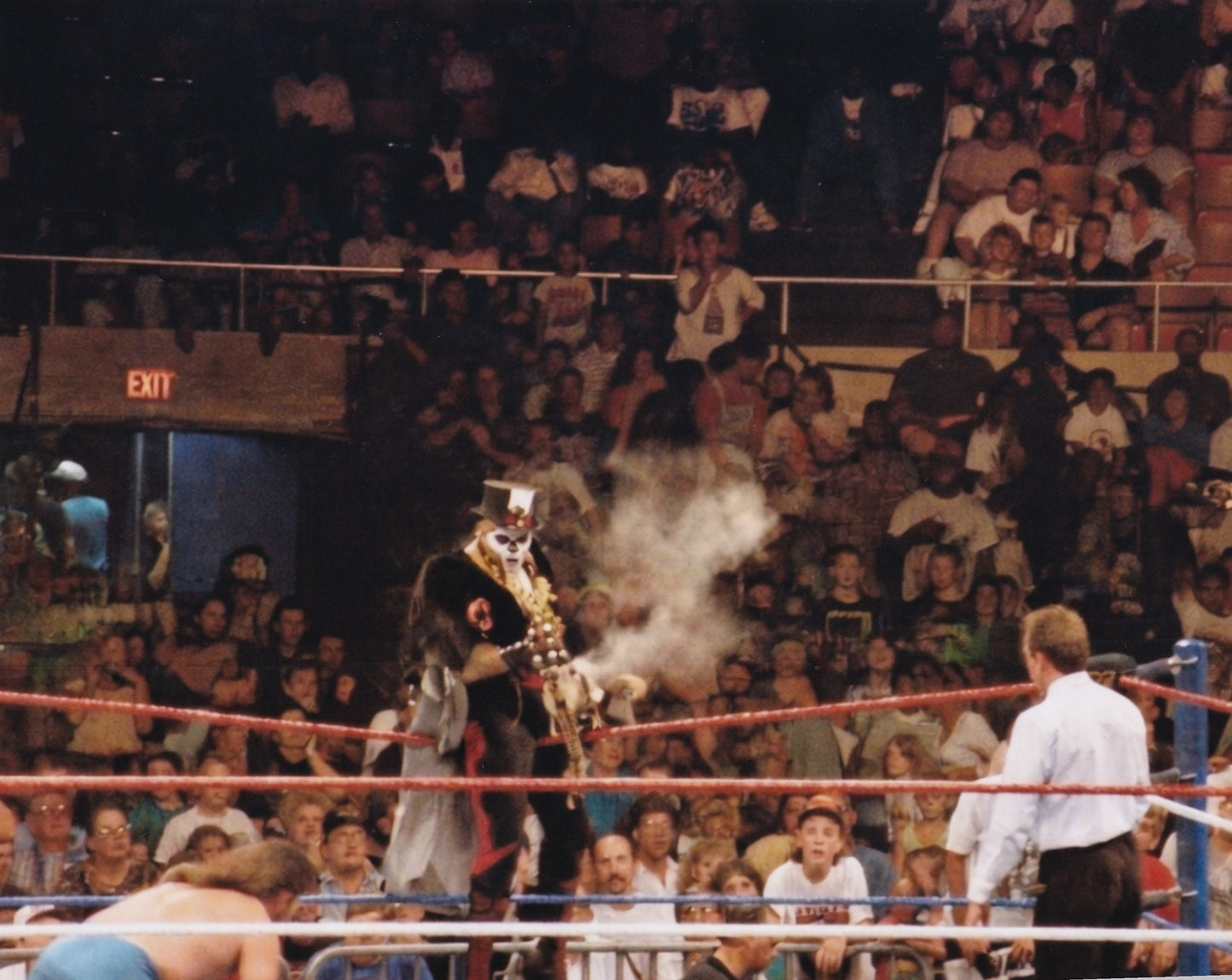Papa Shango voodoo smoke WWF Wrestling Challenge Nashville 1992 original arena photo