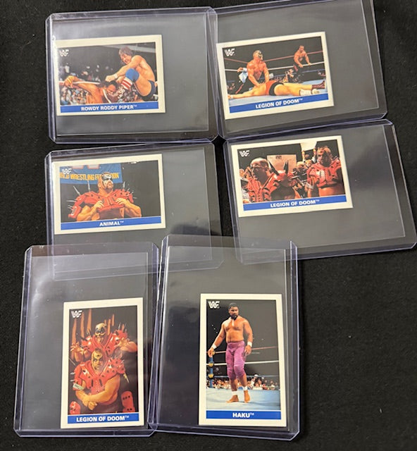 1991 WWF Euroflash complete sticker set featuring Hogan, LOD, and Warrior collectibles in vibrant colors.