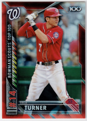 2016 Bowman Trea Turner Top 100 Orange Refractor /25 Nationals SP