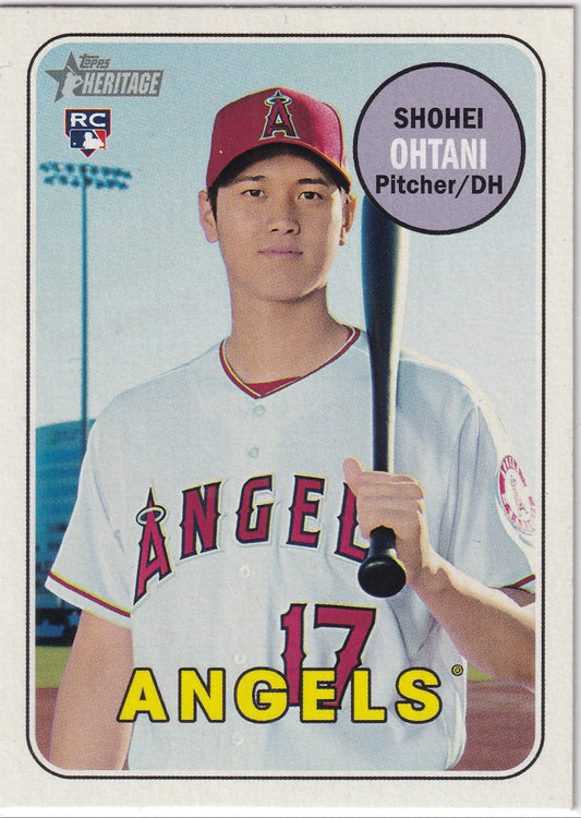 Shohei Ohtani 2018 Topps Heritage Rookie Card #600 front and back