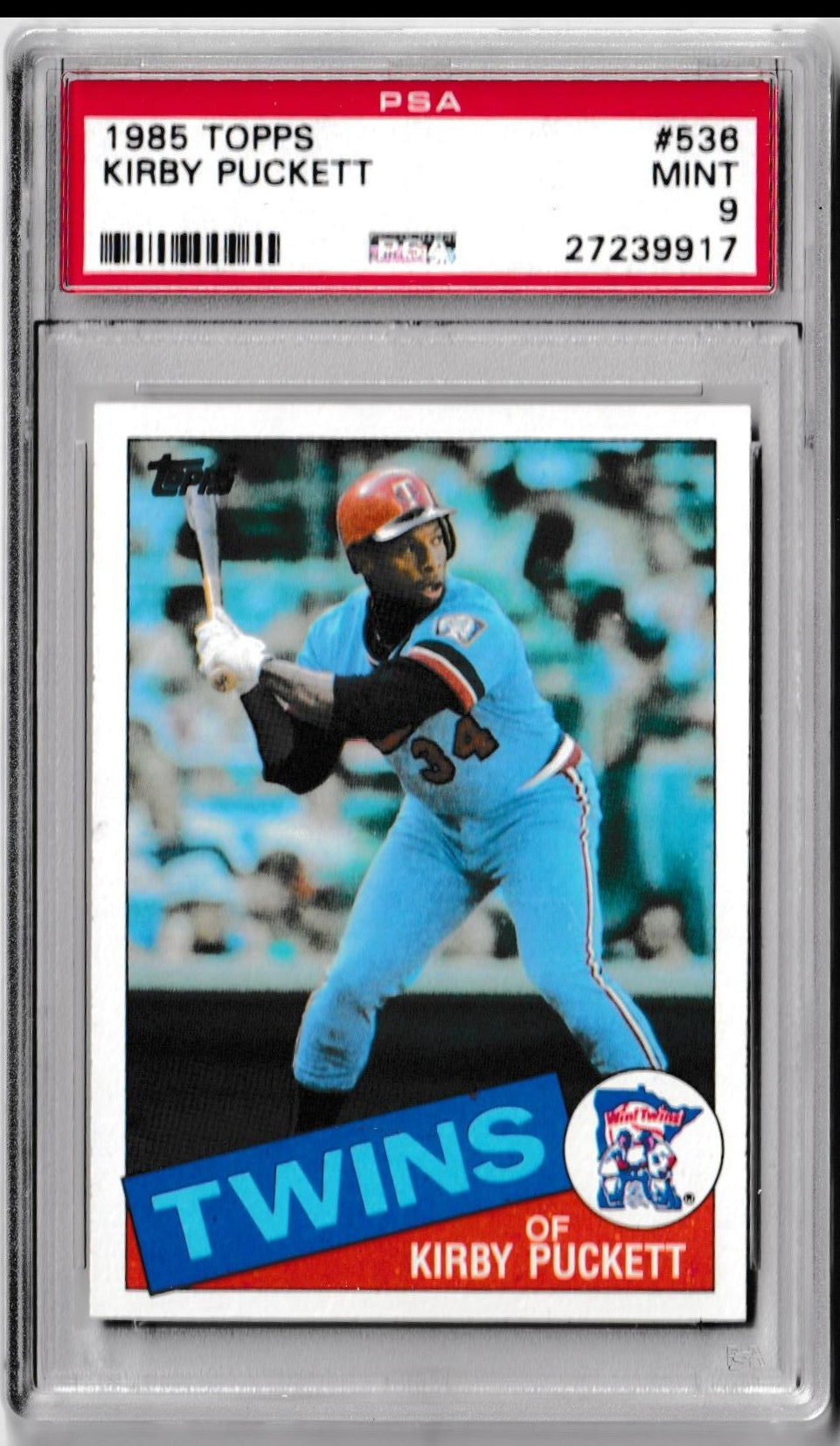 1985 Topps Kirby Puckett Rookie #536 – PSA 9 – Minnesota Twins