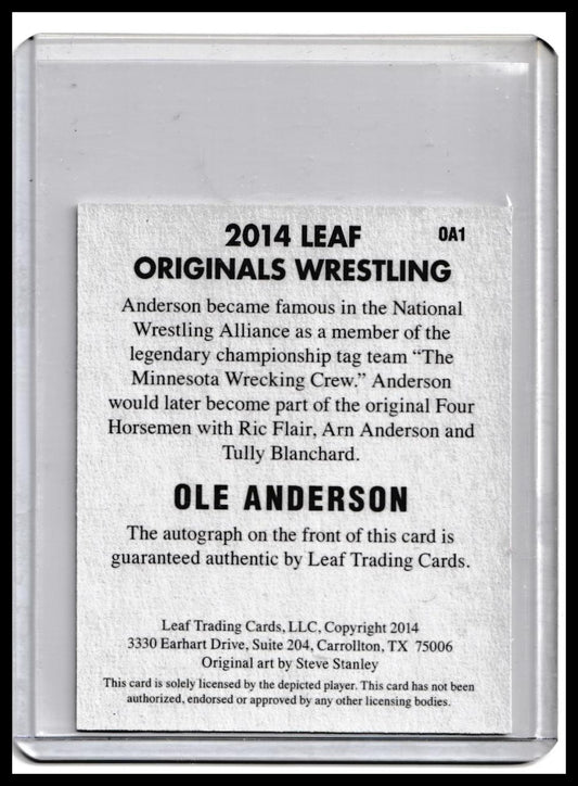 2014 Leaf Originals Wrestling Ole Anderson Autograph – Four Horsemen Legend Auto
