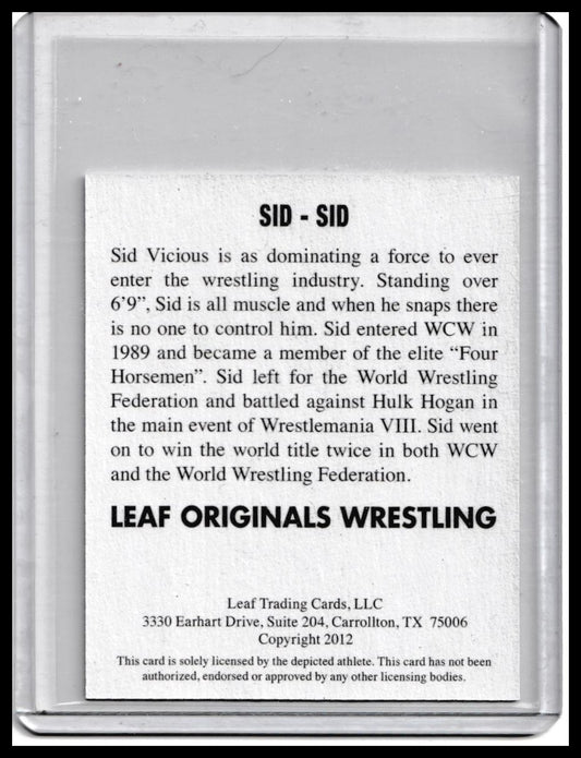 2012 Leaf Originals Wrestling Sid Autograph – Wrestling Legend Auto