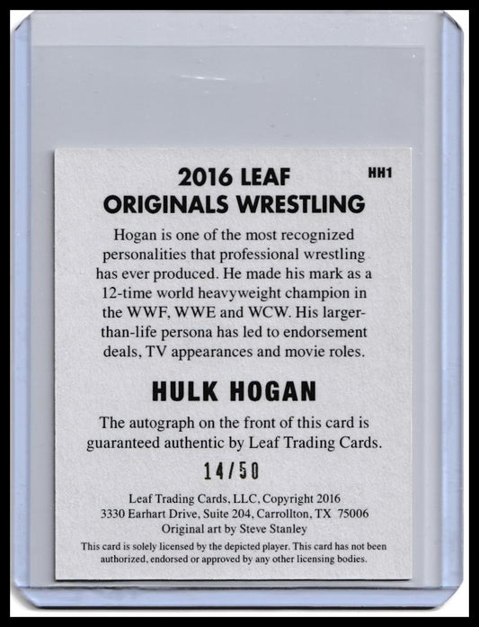 2017 Leaf Originals Wrestling Hulk Hogan Autograph – Wrestling Icon Auto Yellow #/50
