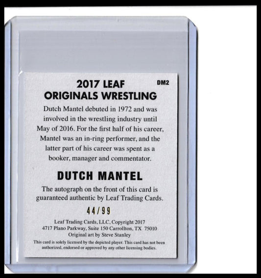2017 Leaf Originals Wrestling Dutch Mantel Autograph – Wrestling Legend Auto Yellow /99