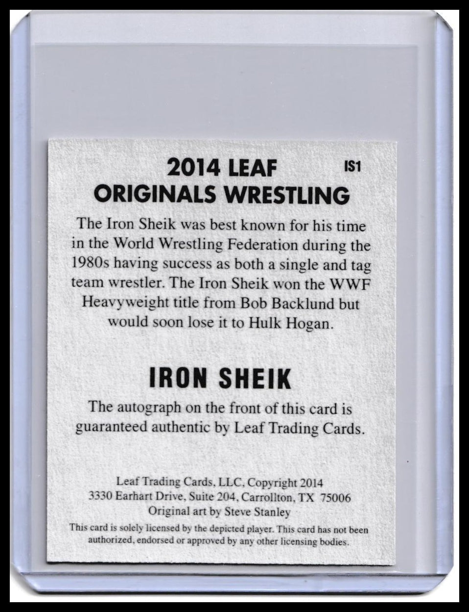 2014 Leaf Originals Wrestling Iron Sheik On-Card Autograph Card