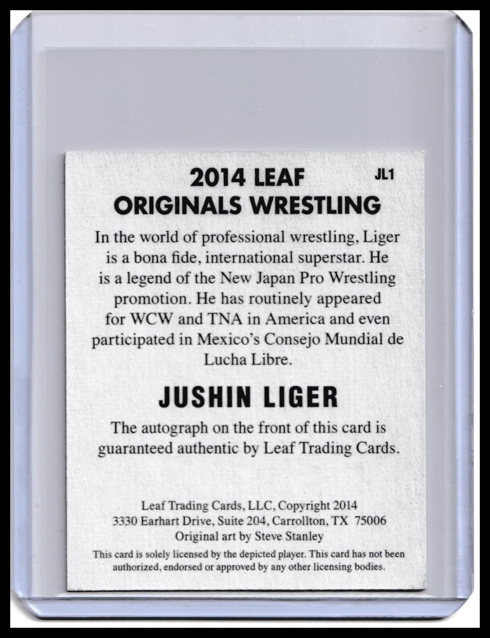 2017 Jushin Thunder Liger Autograph Card Leaf Originals Wrestling On-Card