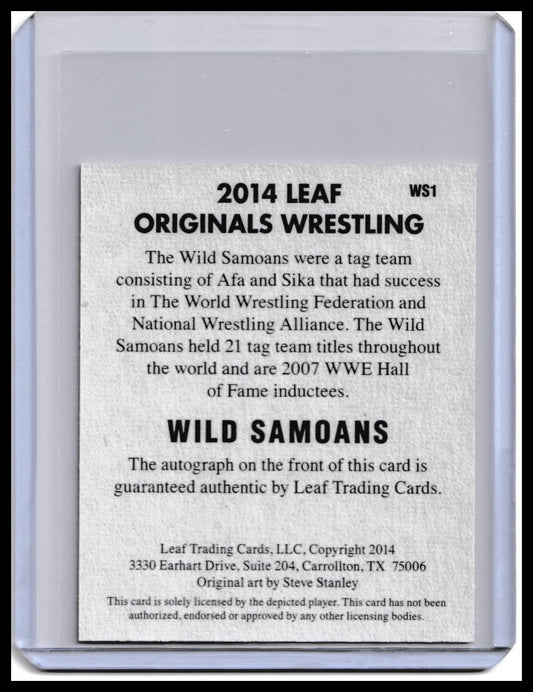 2017 Leaf Originals Wrestling The Wild Samoans (Afa & Sika) On-Card Autograph Card