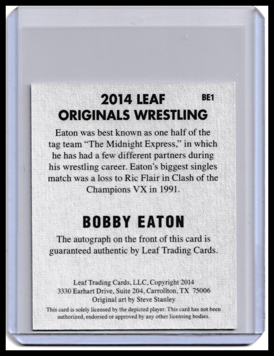 2017 Bobby Eaton Leaf Originals Wrestling On-Card Autograph Card