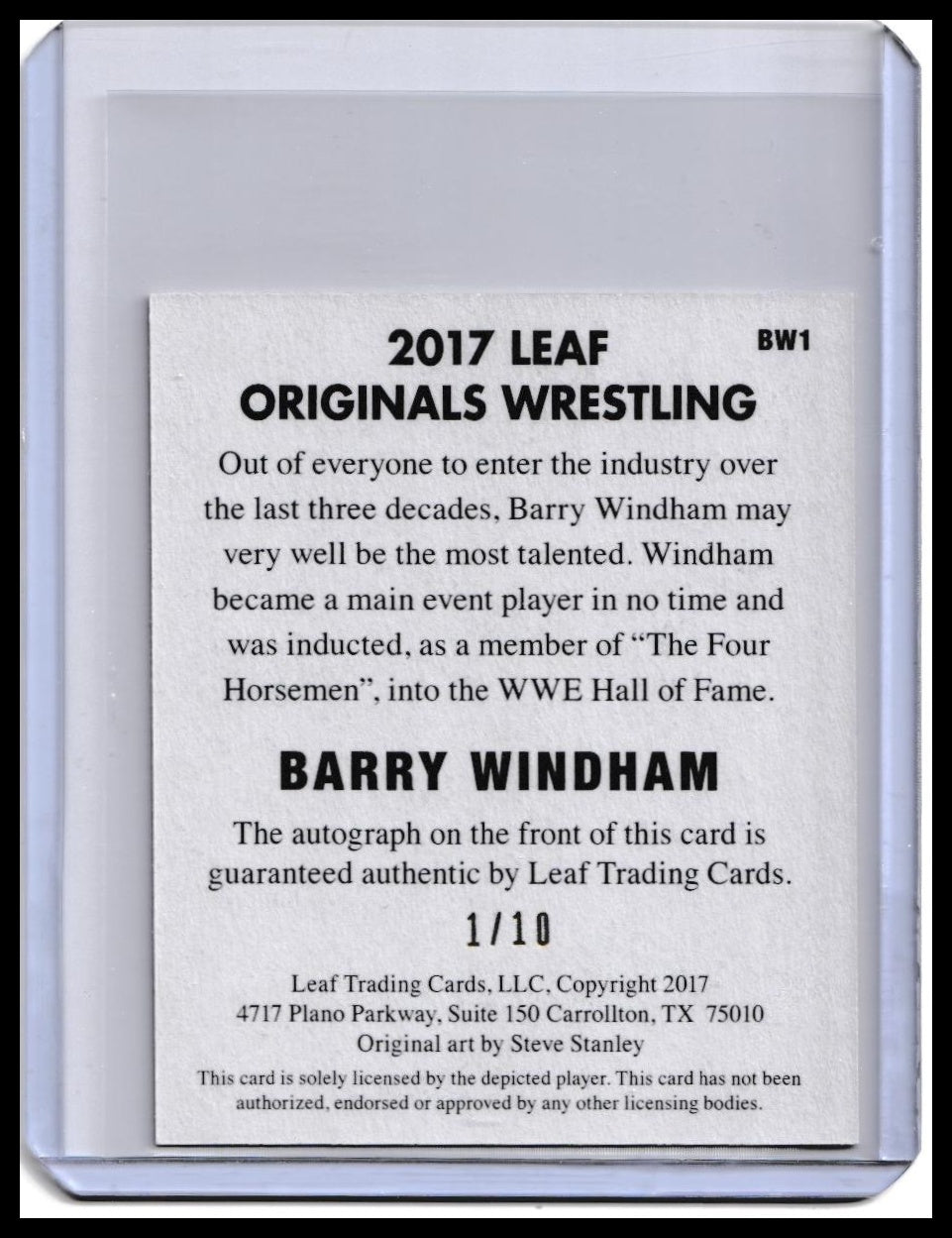 2017 Barry Windham Autograph Card Leaf Originals Wrestling Red Parallel /10