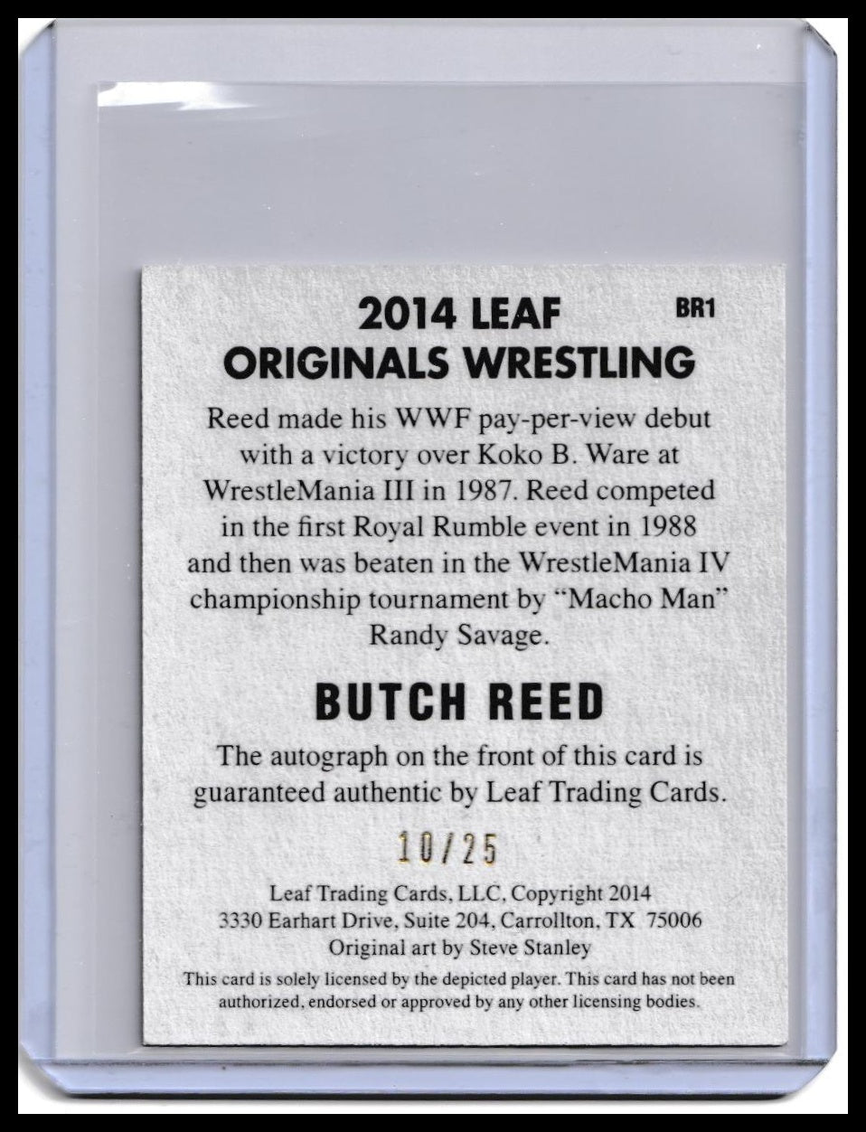 2017 Butch Reed Autograph Card Leaf Original Wrestling Blue Parallel /25