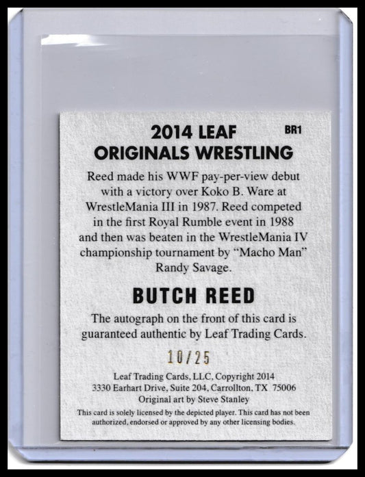 2017 Butch Reed Autograph Card Leaf Original Wrestling Blue Parallel /25
