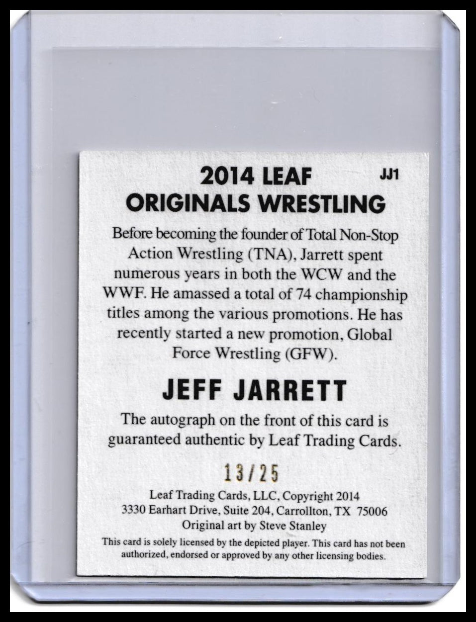 2017 Jeff Jarrett Autograph Card Leaf Originals Wrestling On-Card Blue Parallel /25