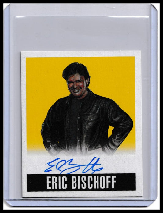 2017 Eric Bischoff Autograph Card Leaf Originals Wrestling On-Card Yellow Parallel /99
