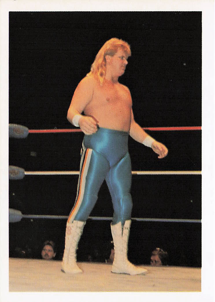 Front of NECC Bobby Eaton 1988 Wonderama NWA Wrestling Card #38 showing wrestler in action pose.