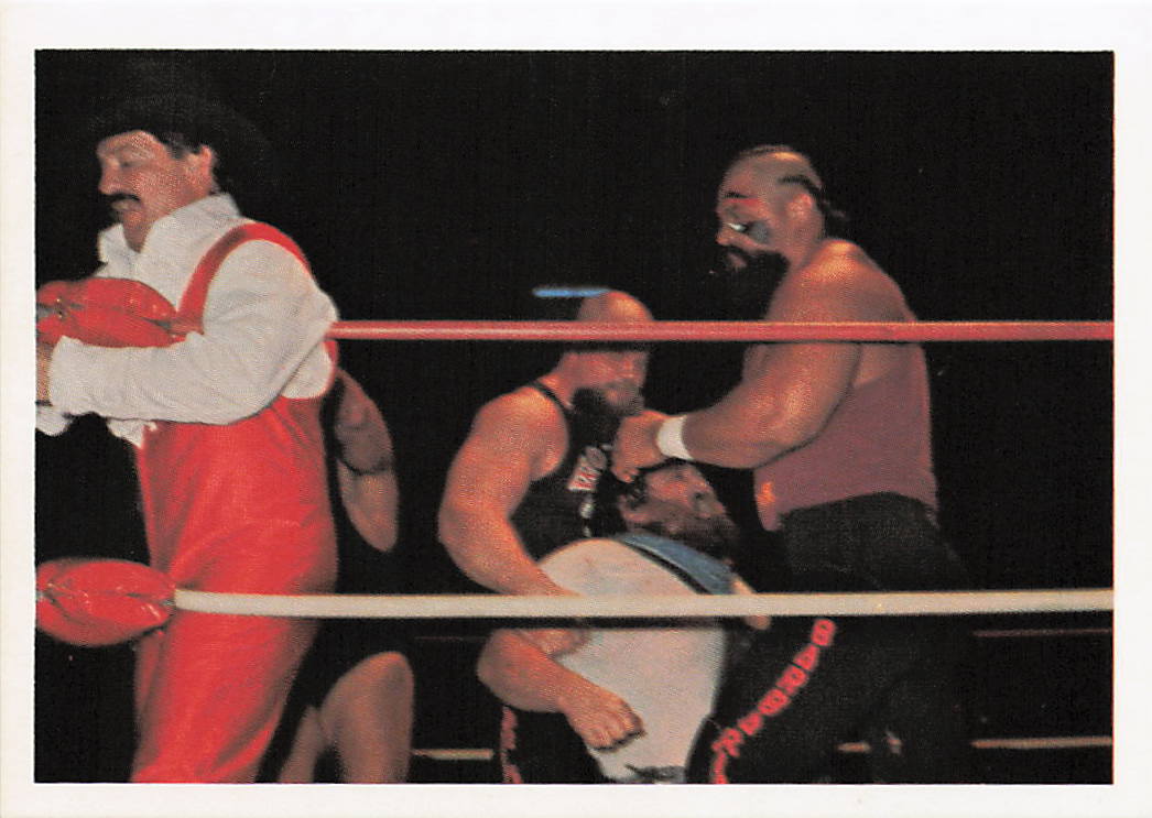 Wrestling card featuring Paul Jones as Barbarian from 1988 Wonderama NWA Wrestling Card #28, NECC brand.