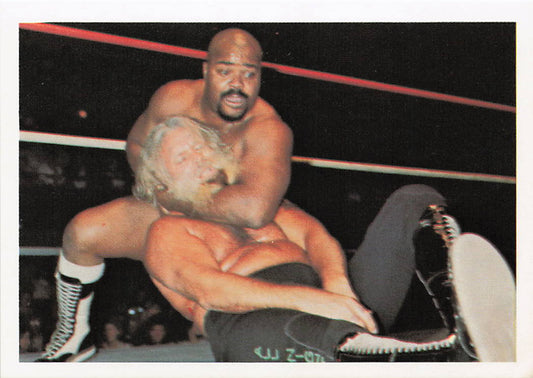 NECC wrestling card featuring Shaska Whatley vs. Jimmy Valiant from the 1988 Wonderama NWA Wrestling Card #14.