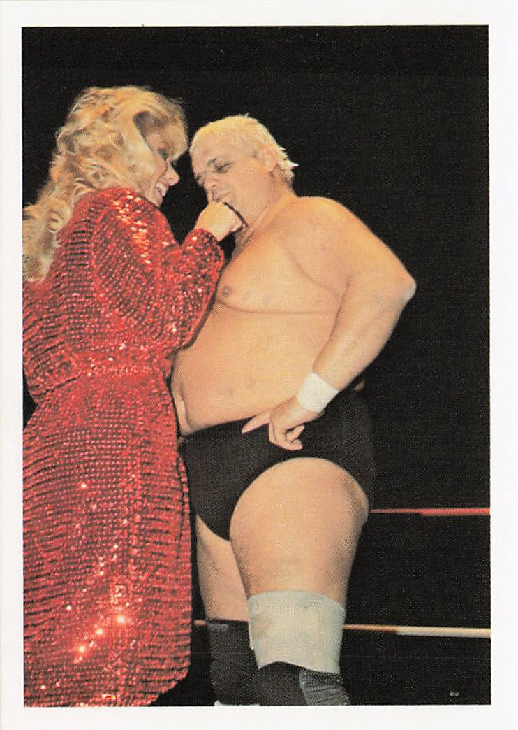 Dusty Rhodes baby doll wrestling card from 1988 Wonderama NWA Wrestling Cards by NECC, front view showing Dusty Rhodes image.