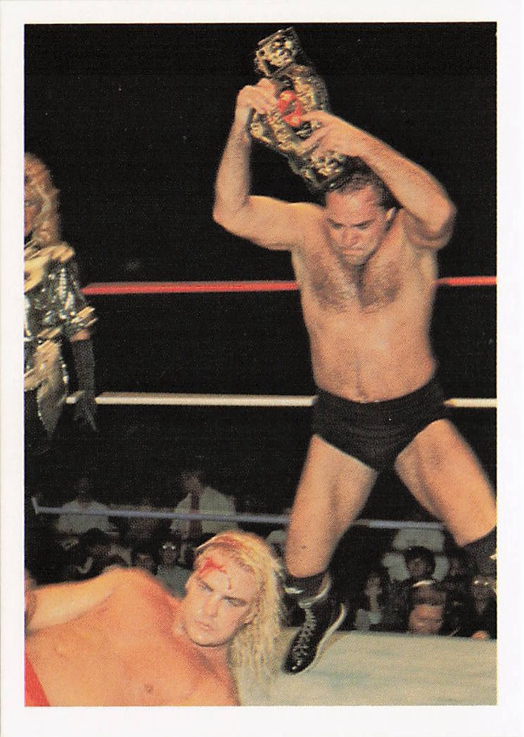 NECC wrestling card featuring Larry Zbyszko and Barry Windham from the 1988 Wonderama NWA Wrestling Card #118.