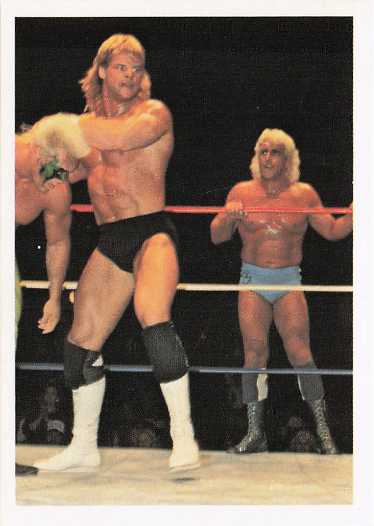 NECC wrestling card featuring Lex Luger and Sting from 1988 Wonderama NWA Wrestling Cards collection.