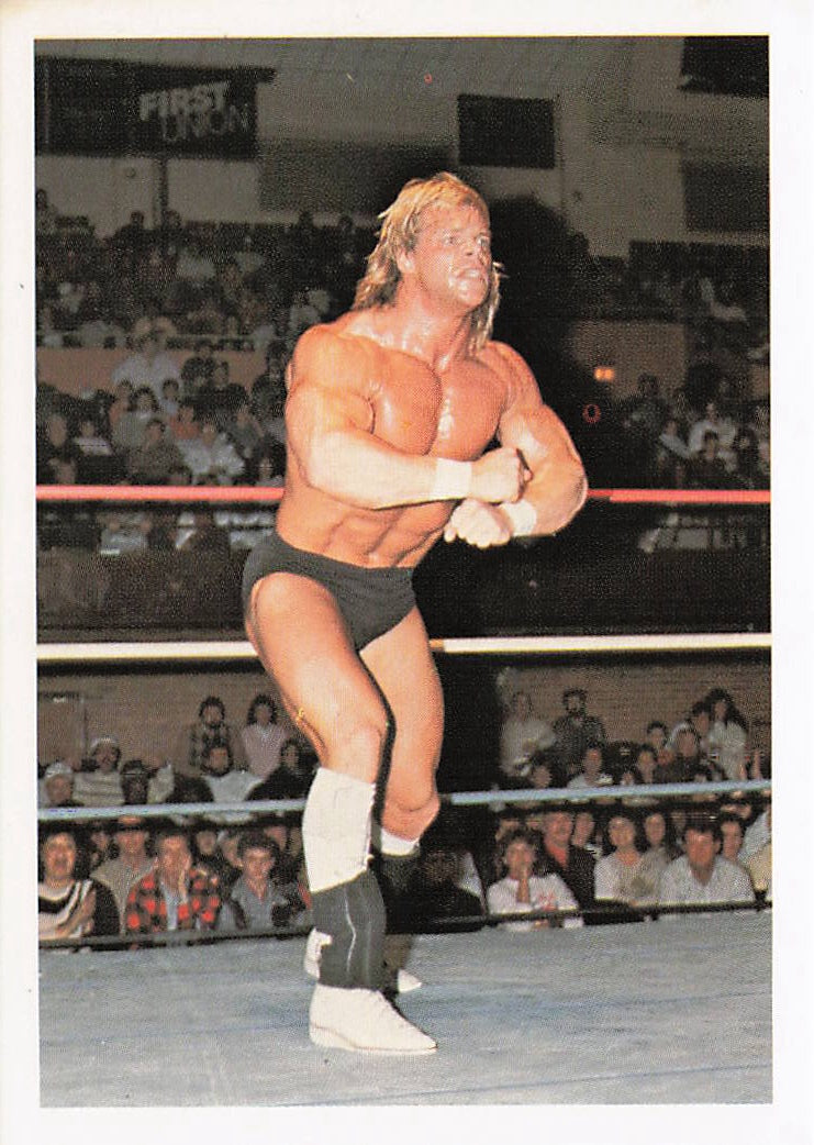 Front of NECC Lex Luger 1988 Wonderama NWA Wrestling Card #183 featuring Lex Luger in a wrestling pose.