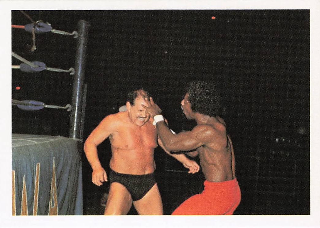 NECC wrestling card featuring Rocky King and Nelson Royal from the 1988 Wonderama NWA Wrestling Card #229.