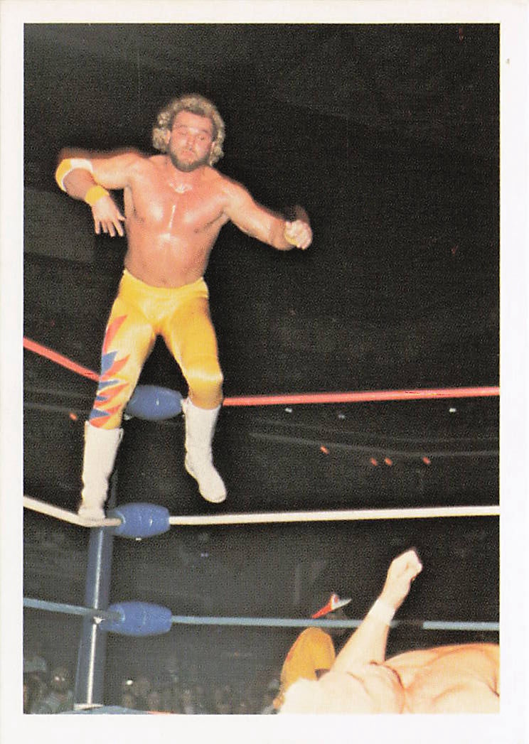 Front of NECC Eddie Gilbert 1988 Wonderama NWA wrestling card #228 showcasing a color image of wrestler Eddie Gilbert.