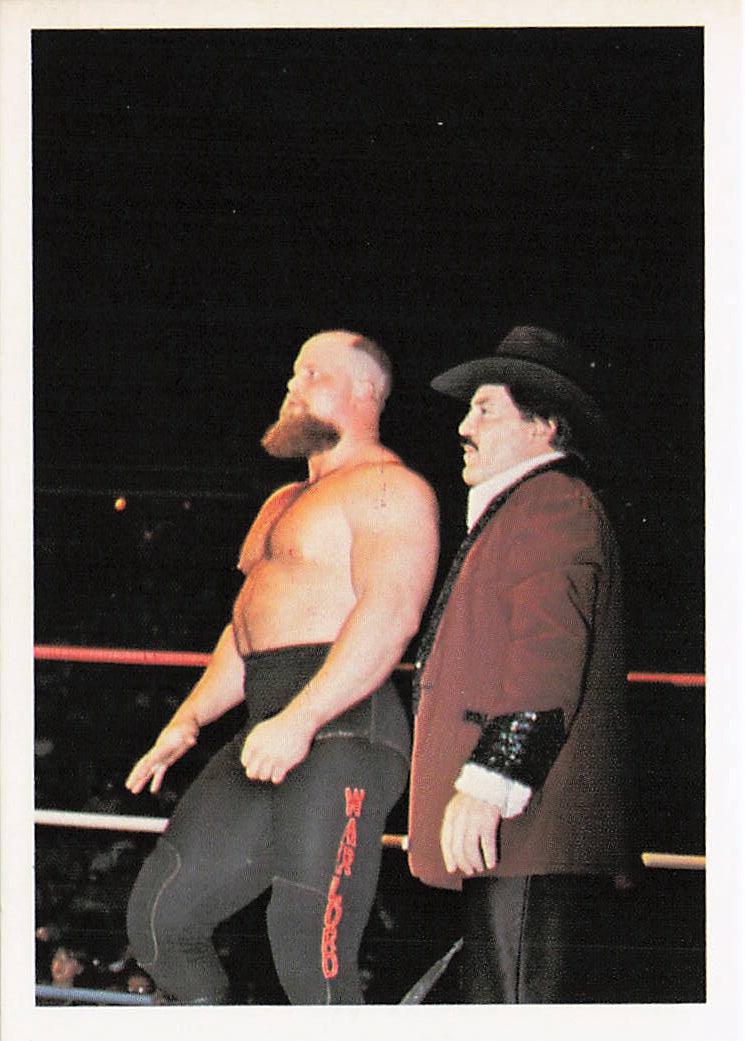 Paul Jones & Warlord wrestling card from 1988 Wonderama NWA series, NECC trading card featuring classic wrestling action.