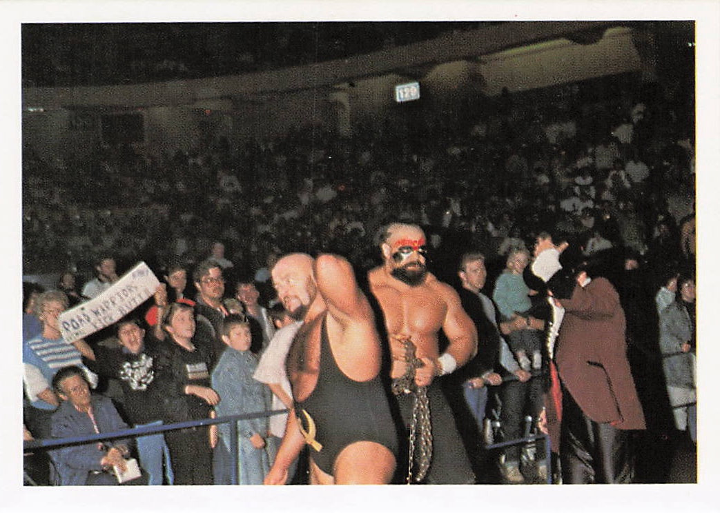 Front of NECC Barbarian 1988 Wonderama NWA Wrestling Card #195 featuring the wrestler in a dynamic pose.