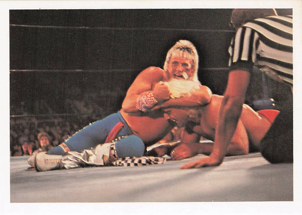 Wrestling card featuring Ricky Morton and Ric Flair from 1988 Wonderama NWA Wrestling Card #257 by NECC