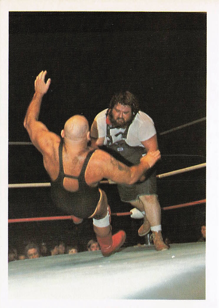 Front of NECC Mighty Wilbur 1988 Wonderama NWA Wrestling Card #249 featuring wrestler Mighty Wilbur in vintage wrestling attire.