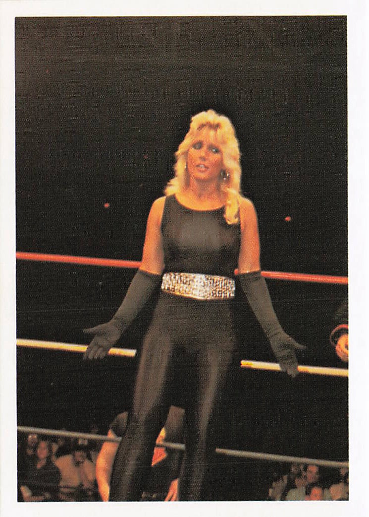 Front of NECC Baby Doll wrestling trading card from 1988 Wonderama NWA Wrestling Card series, featuring detailed artwork and branding.