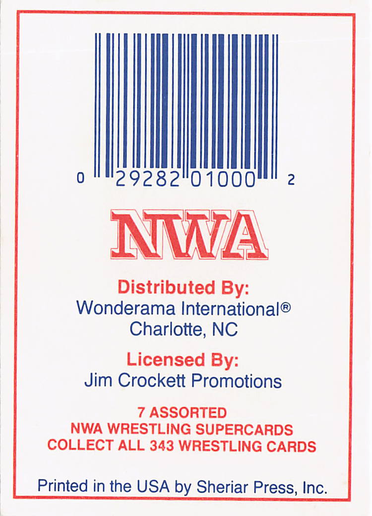 NECC Wonderama NWA Wrestling Card Checklist 301-343 from 1988 featuring wrestling card #NNO, front view with detailed design.
