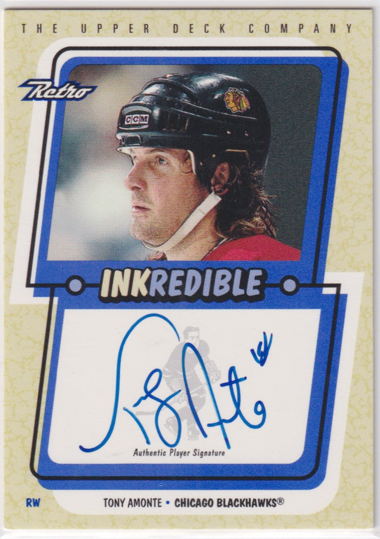 Tony Amonte Autograph – 1999-00 Upper Deck Retro Inkredible – NHL - New England Consignment and Collectables