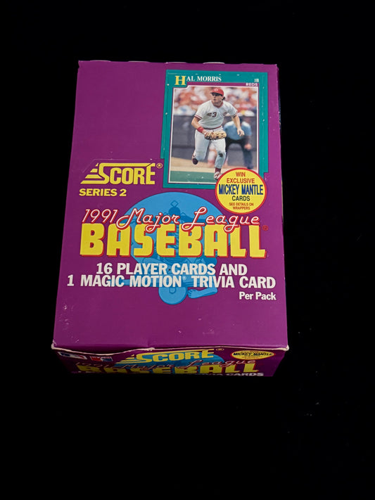 1991 Score Baseball Series 2 Wax Box – Mickey Mantle Autograph & Insert Chase – Unopened