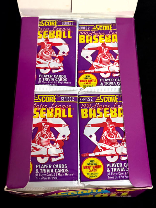 1991 Score Baseball Series 2 Wax Box – Mickey Mantle Autograph & Insert Chase – Unopened