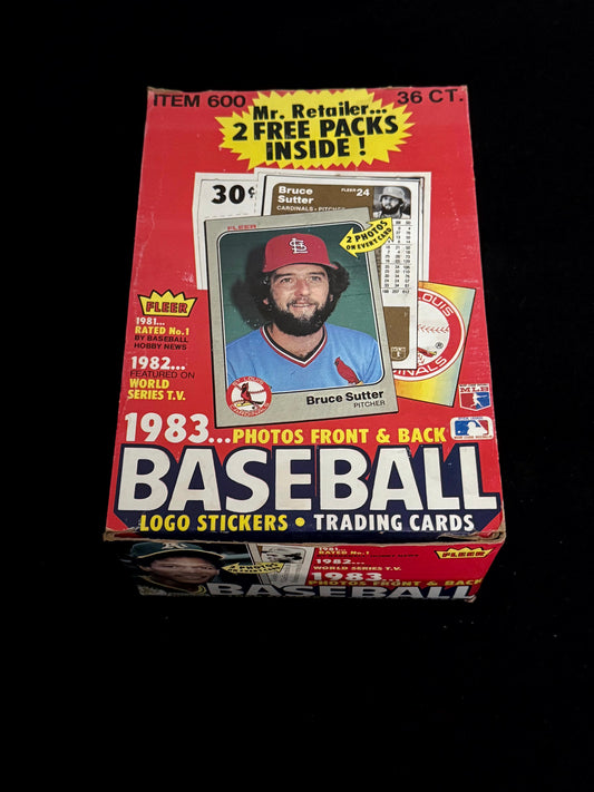 1983 Fleer Baseball Wax Box – 36 Pack Box (Unopened)